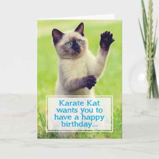 Karate Kat Will Kick your Butt Birthday Card Kaart (Voorkant)