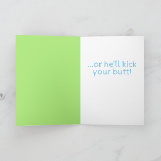 Karate Kat Will Kick your Butt Birthday Card Kaart (Binnen)