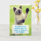 Karate Kat Will Kick your Butt Birthday Card Kaart (Gele Bloem)