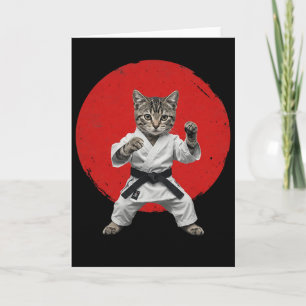 Karate Kat Zwarte Band Grappige Vechtkunst Judo Ja Kaart
