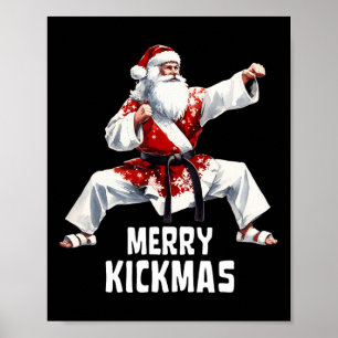 Karate Kerstman Kerst Vrolijk Kickmas Martial Poster