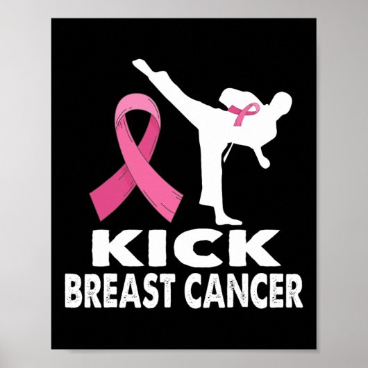 Karate Kick Breast Cancer Awareness Pink Poster (Voorkant)
