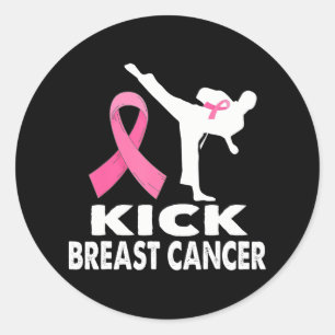 Karate Kick Breast Cancer Awareness Pink Ronde Sticker