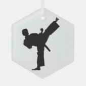 Karate Kick Martial Arts Silhouette Glas Ornament (Voorkant)