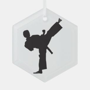 Karate Kick Martial Arts Silhouette Glas Ornament