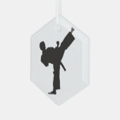 Karate Kick Martial Arts Silhouette Glas Ornament (Voorkant links)
