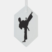 Karate Kick Martial Arts Silhouette Glas Ornament (Voorkant Rechts)