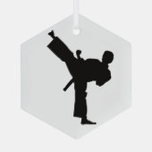 Karate Kick Martial Arts Silhouette Glas Ornament (Achterkant)