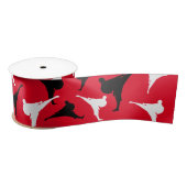 Karate kick pose silhouetten vechtsport thema satijnen lint (Spoel)