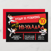 Karate Kick Red Birthday Party Invitation Kaart (Voorkant / Achterkant)