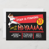 Karate Kick Red Birthday Party Invitation Kaart (Voorkant)