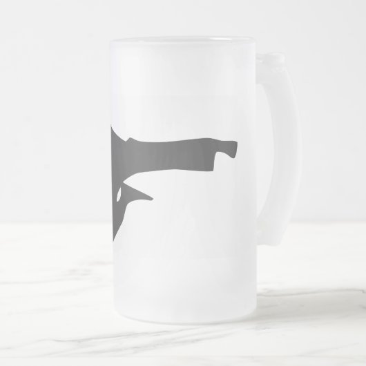 Karate Kick Silhouette Matglas Bierpul (Voorkant rechts)