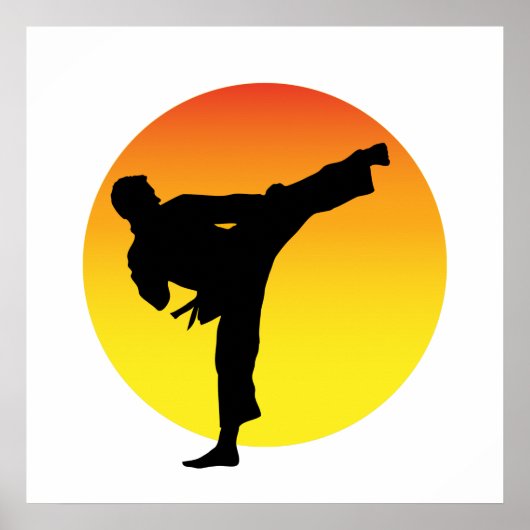Karate Kick Silouette. Poster (Voorkant)