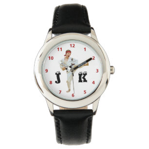 Karate Kicking Black Belt past Monogram aan Horloge