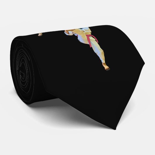 Karate Kicking met gekleurde gordels Stropdas (Opgerold)