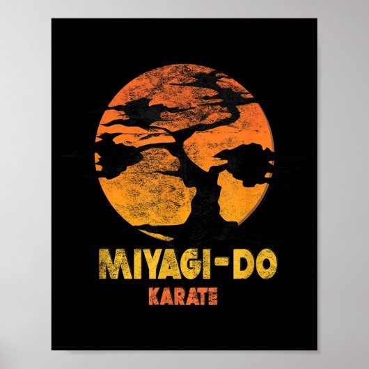Karate Kid Miyagi Do Sunset Illustratie Poster (Voorkant)
