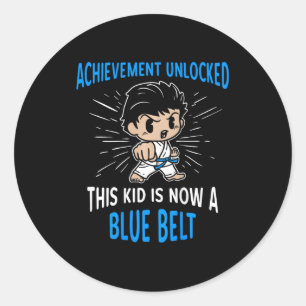 Karate Kids Student Blauwe Band Erkenning T-shirt Ronde Sticker