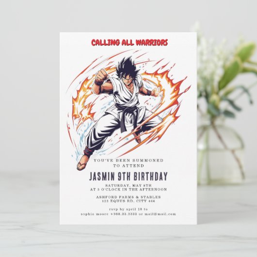 Karate Kids Verjaardagsfeest Kaart (Staand voorkant)