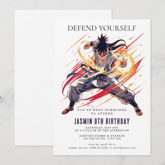 Karate Kids Verjaardagsfeest Kaart (Voorkant / Achterkant)