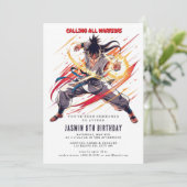 Karate Kids Verjaardagsfeest Kaart (Staand voorkant)