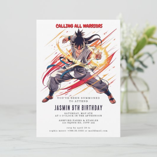 Karate Kids Verjaardagsfeest Kaart (Staand voorkant)