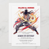 Karate Kids Verjaardagsfeest Kaart (Voorkant / Achterkant)