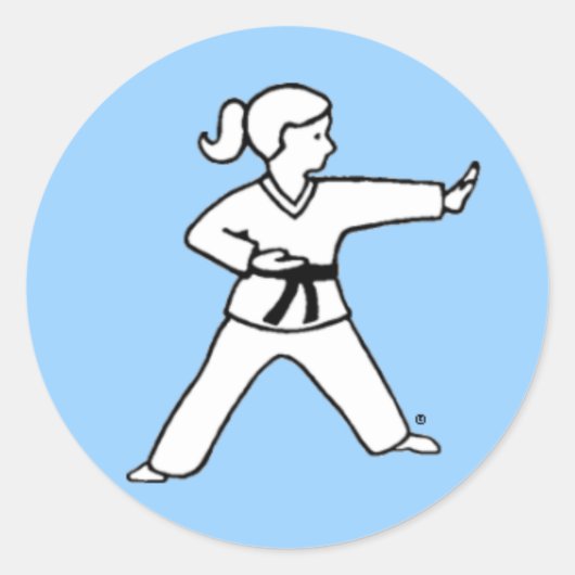 Karate Kind 4 lichtblauwe stickers (Voorkant)