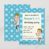 Karate kind cartoon verjaardagsdagsuitnodigingen kaart (Voorkant / Achterkant)