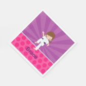 Karate Kind Girl Paarse Rays Napkin Brown Servet (Hoek)
