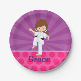 Karate Kind Girl Paarse Rays Paper Bord 7 inch