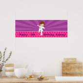 Karate Kind Girl Paarse Rays Poster Paarse gordel (Keuken)