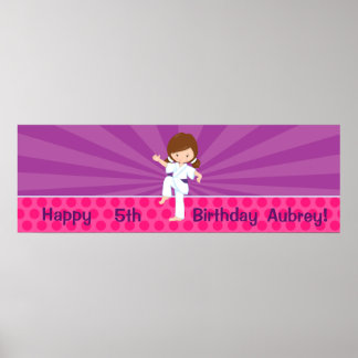 Karate Kind Girl Paarse Rays Poster Paarse gordel