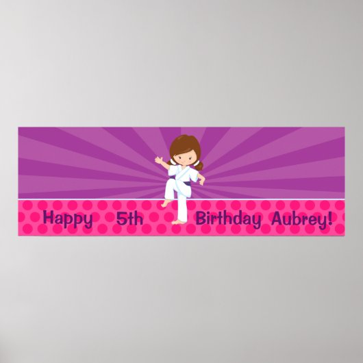 Karate Kind Girl Paarse Rays Poster Paarse gordel (Voorkant)