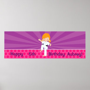 Karate Kind Girl Paarse Rays Poster Red