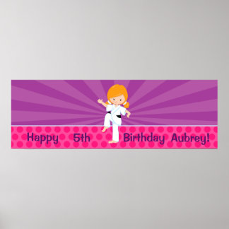 Karate Kind Girl Paarse Rays Poster Red