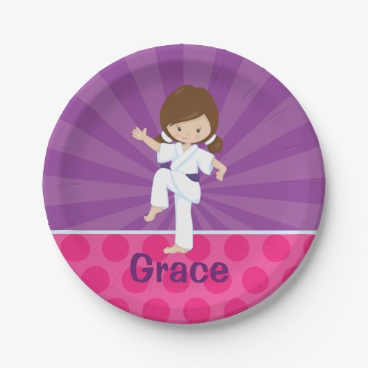 Karate Kind Girl Paper Bord Bruine Paarse gordel (Voorkant)