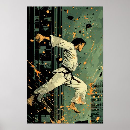 Karate Kind Hoofdpersonage Comic Style Poster (Voorkant)