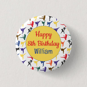 Karate Kind Martial Arts Modern Cool Happy Birthda Ronde Button 3,2 Cm