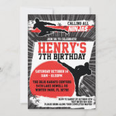 Karate Kind Ninja Martial Arts Verjaardagsfeest Kaart (Voorkant)