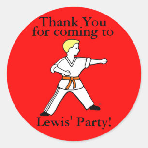 Karate Kind Party Stickers op maat van Lewis