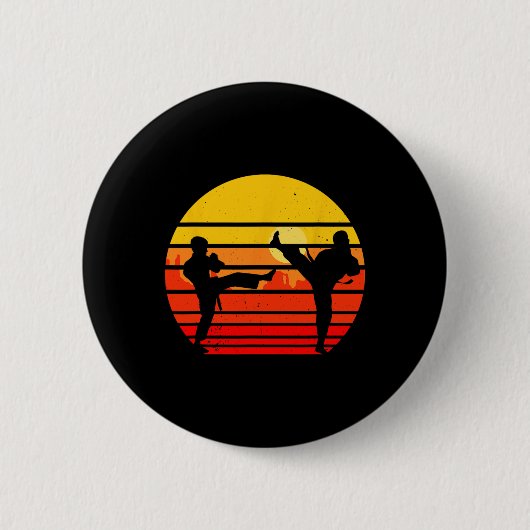 Karate Kinder martiumarts Fighter Retro Kar Ronde Button 5,7 Cm (Voorkant)