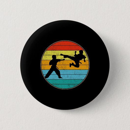 Karate Kinder martiumarts Fighter Retro Kar Ronde Button 5,7 Cm (Voorkant)