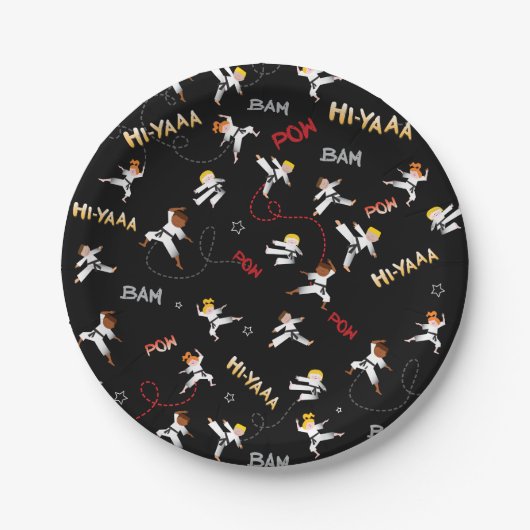 Karate Kinder Taekwondo Kinderdagfeest Papieren Bordje (Voorkant)