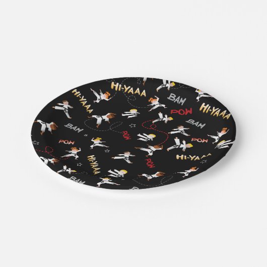 Karate Kinder Taekwondo Kinderdagfeest Papieren Bordje (Gekanteld)