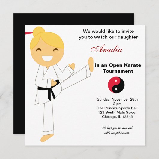 Karate Kinder Toernooi Kaart (Voorkant / Achterkant)