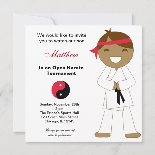 Karate Kinder toernooi Kaart (Voorkant)