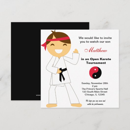 Karate Kinder Toernooi Kaart (Voorkant / Achterkant)