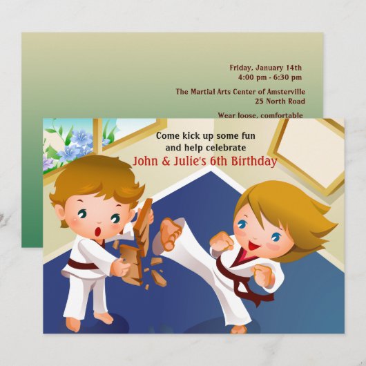 Karate Kinder uitnodiging (Voorkant / Achterkant)