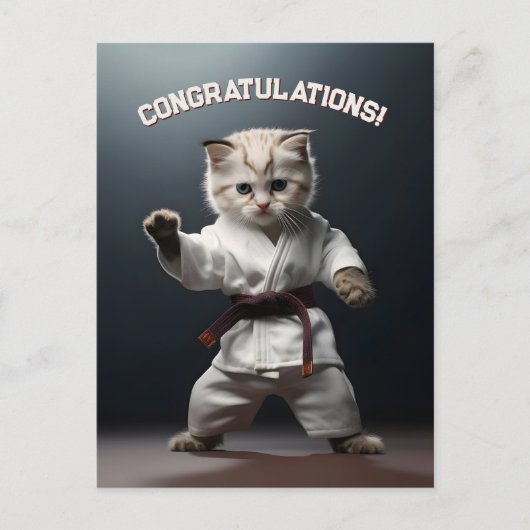 Karate Kitten Briefkaart (Voorkant)