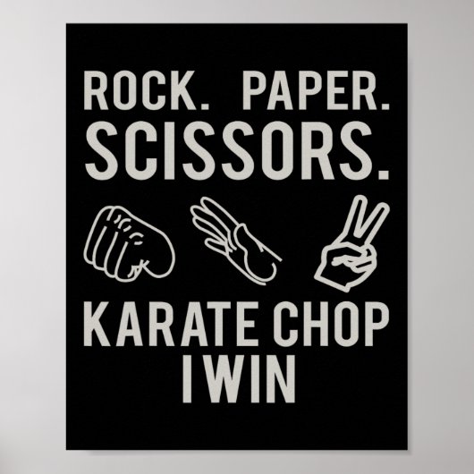 Karate Klap Win Rock Paper Scissors T-shirt Poster (Voorkant)